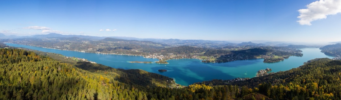 Wörthersee von oben Richtung Krumpendorf