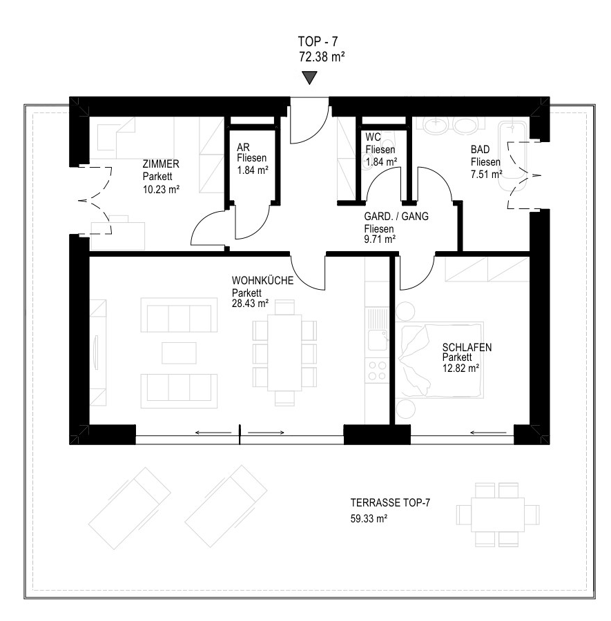 Grundriss Top 7 Penthouse seeerleben Reifnitz