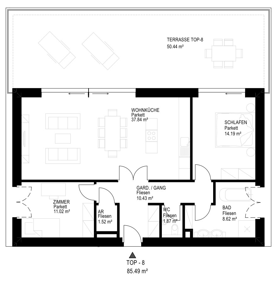 Grundriss Top 8 Penthouse seeerleben Reifnitz